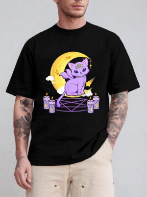 Kawaii Pastel Goth Cute Creepy Black Cat Pagan Kitty Occult T-Shirt