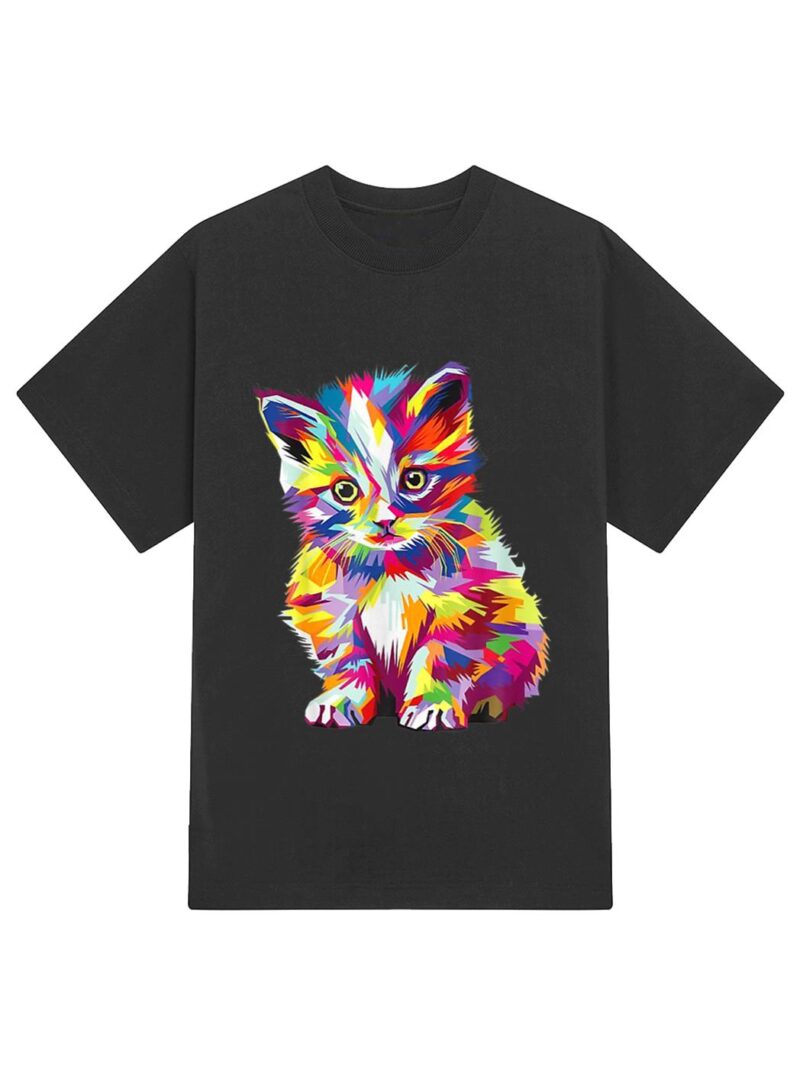 Kitten Colorful Art Gifts Cute Cat Gift For Kitten Lovers T-Shirt - Image 2