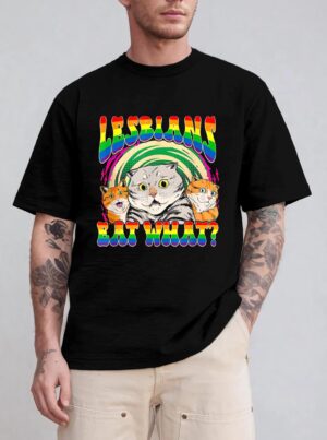 Lesbians Eat What Cat National Coming Out Day LGBQ Pride T-Shirt