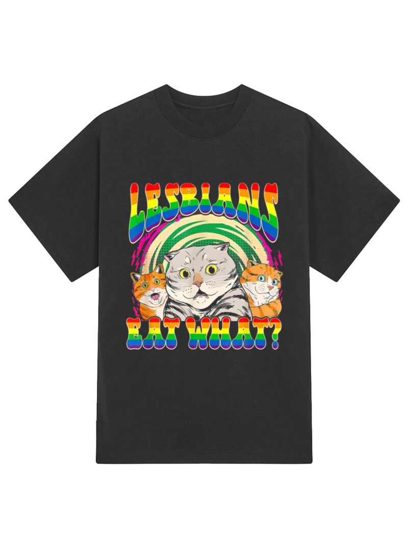 Lesbians Eat What Cat National Coming Out Day LGBQ Pride T-Shirt - Image 2