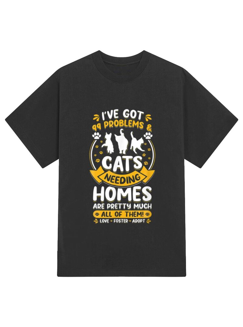 Love Foster Adopt Cat Adoption Quotes Animal Rescue Cat T-Shirt - Image 2