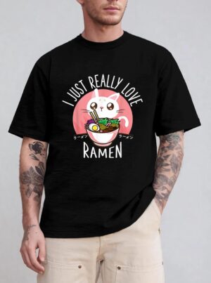 Love Ramen Japanese Noodles  Kawaii Anime Cat Gifts T-Shirt