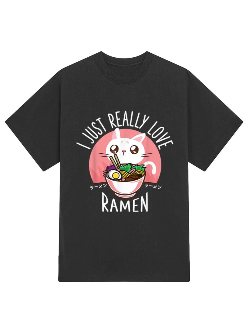 Love Ramen Japanese Noodles  Kawaii Anime Cat Gifts T-Shirt - Image 2