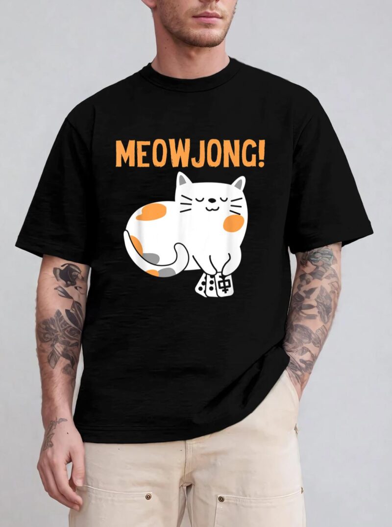 Mahjong Cat Player Board Game Mah-Jongg China Solitaire T-Shirt