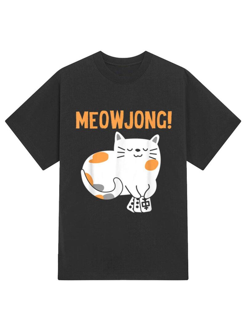Mahjong Cat Player Board Game Mah-Jongg China Solitaire T-Shirt - Image 2
