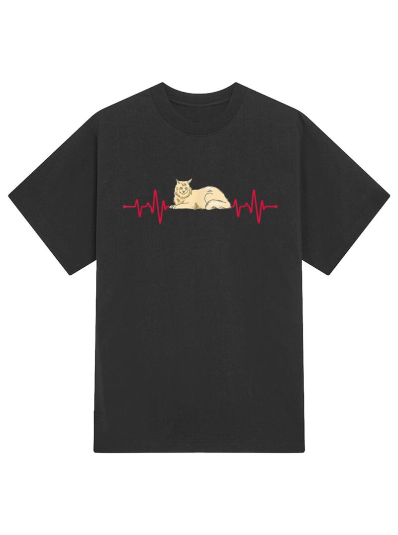 Maine Coon Cat Heartbeat T-Shirt - Image 2