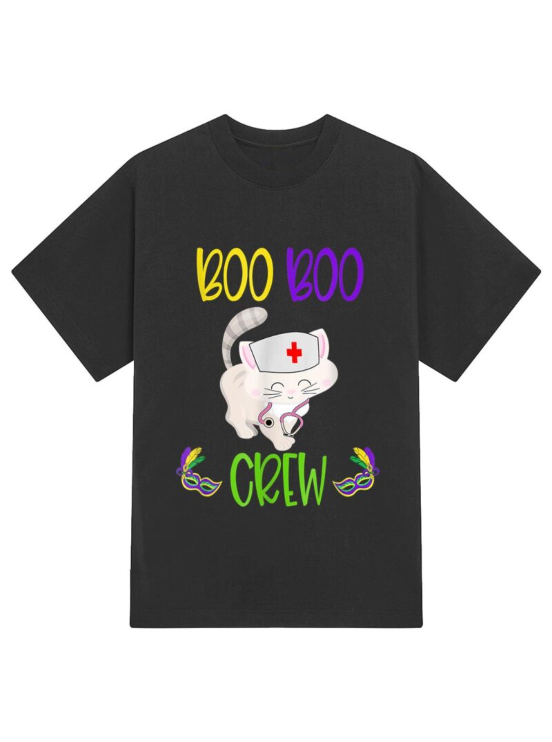 Mardi Gras Boo Boo Crew Nurse Cat Funny For Nurses Gifts T-Shirt - Image 2