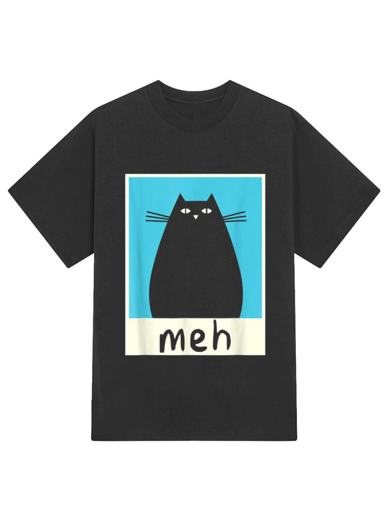 Meh Cat Shirt Meow Kitty Cat Lover Japanese Cat Kawaii Anime T-Shirt - Image 2