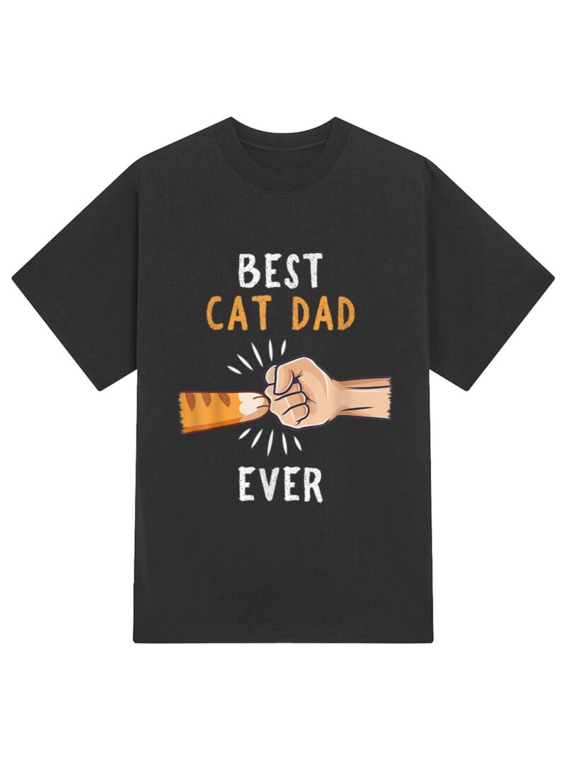 Mens Best Cat Dad Ever Paw Fist Bump T-Shirt - Image 2