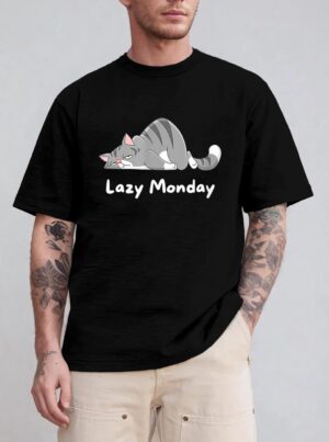 Mens Funny Cat Quote Lazy Monday Cool Cat T-Shirt
