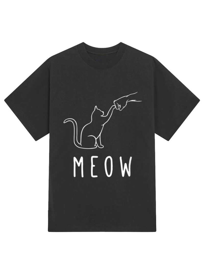 Meow Cat  Meow Kitty Funny Cats Mom And Cat Dad Cat Paw T-Shirt - Image 2