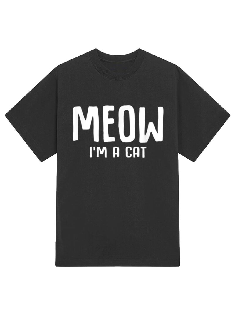 Meow I M A Cat Funny Lazy Halloween Costume T-Shirt - Image 2