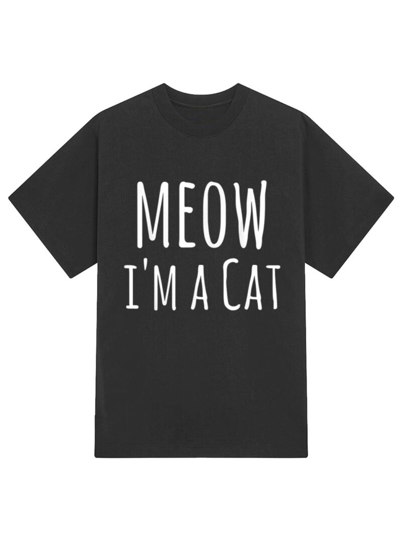 Meow I'm A Cat - Funny Cat Lover Lazy Halloween Costume T-Shirt - Image 2