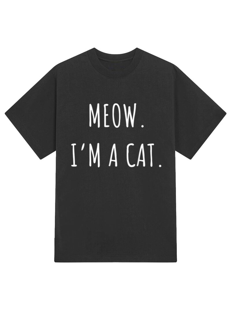 Meow I'm a Cat Funny Lazy Cat Halloween T-Shirt - Image 2