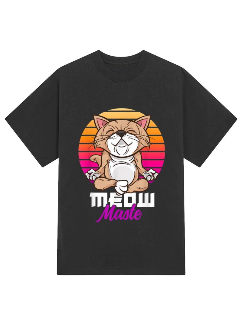 Meow Maste Funny Cat Yoga Namaste T-Shirt - Image 2