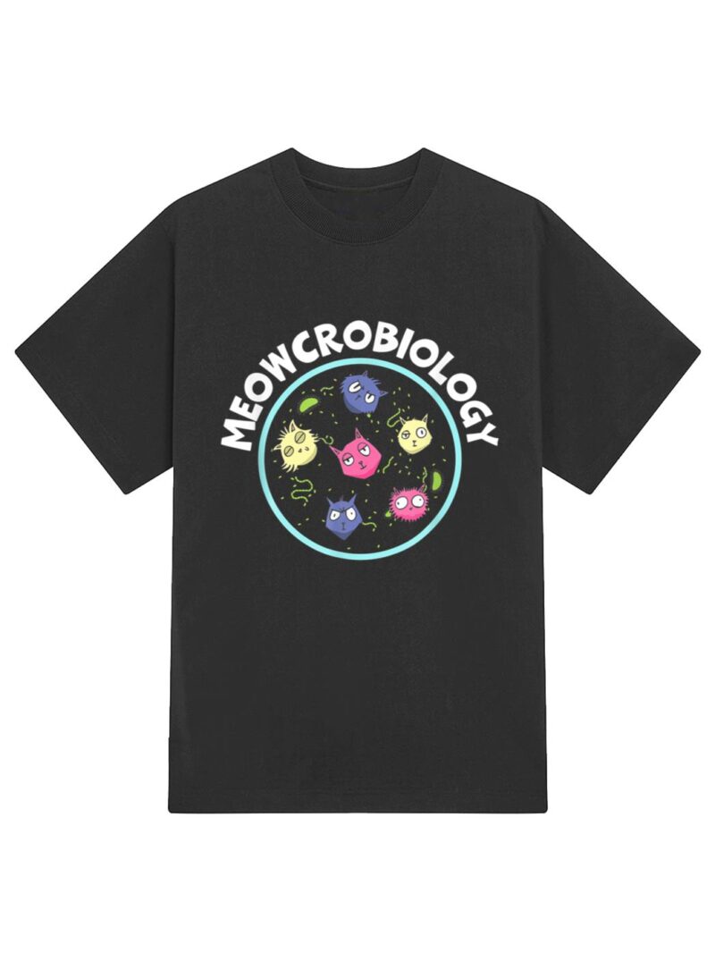 Meowcrobiology Science Lover Microbiology Scientist Cat T-Shirt - Image 2