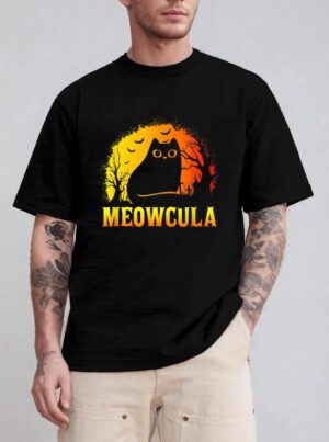 Meowcula Black Cat Halloween Vampire Cat T-Shirt
