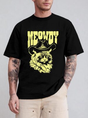 Meowdy Funny Country Cowboy Angry Cat Western Vibe T-Shirt