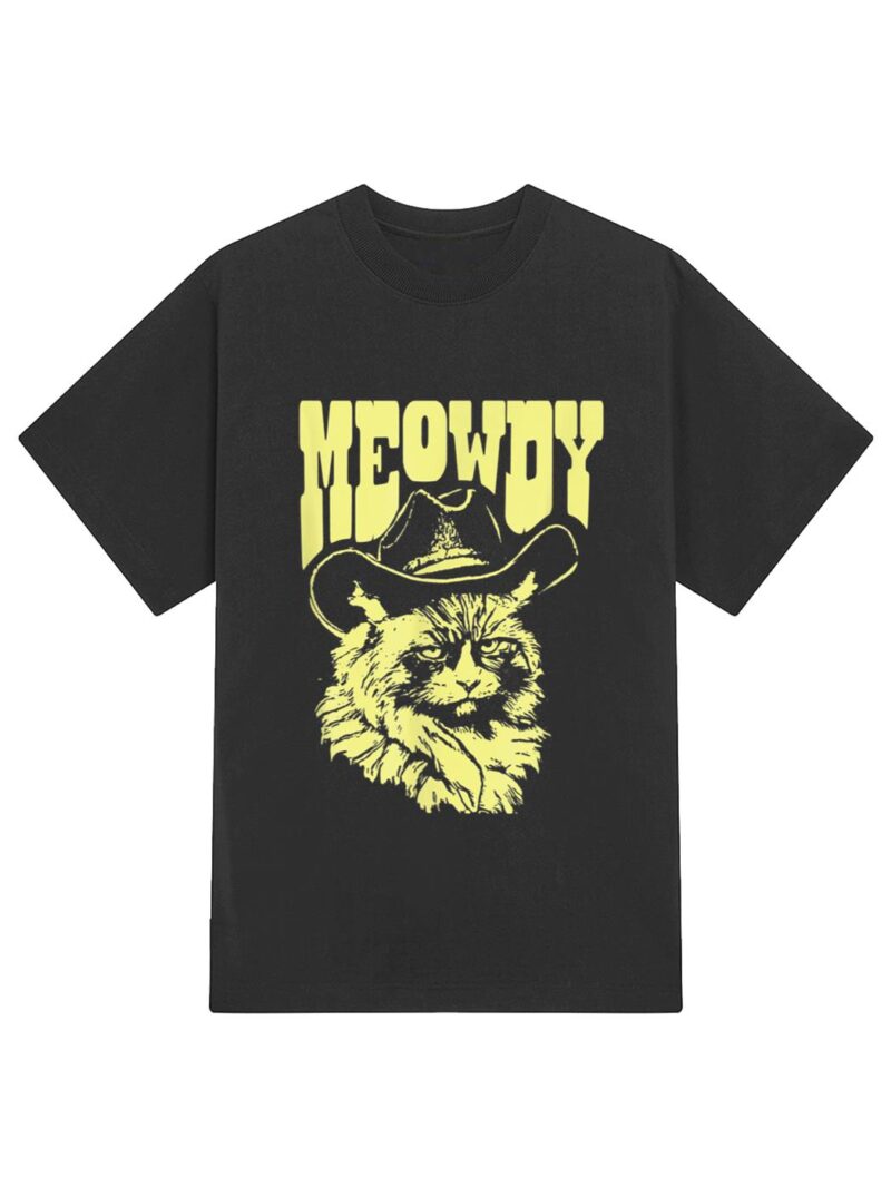 Meowdy Funny Country Cowboy Angry Cat Western Vibe T-Shirt - Image 2