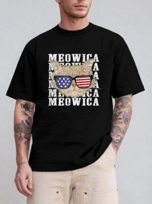 Meowica 4H Of July Kitty Cat For Men Boy Girl T-Shirt
