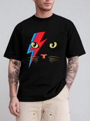 Meowie Bowie Cat Retro Kitty Cat Funny Glam Rock Music T-Shirt
