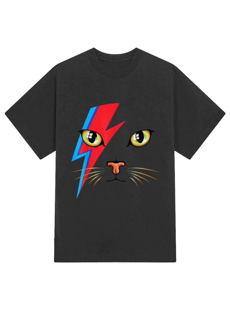 Meowie Bowie Cat Retro Kitty Cat Funny Glam Rock Music T-Shirt - Image 2