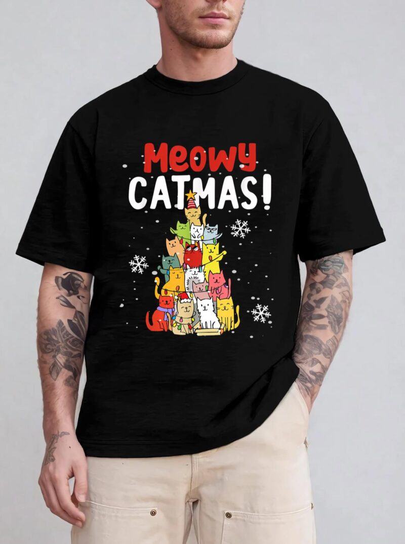 Meowy Catmas Christmas Cat T-Shirt