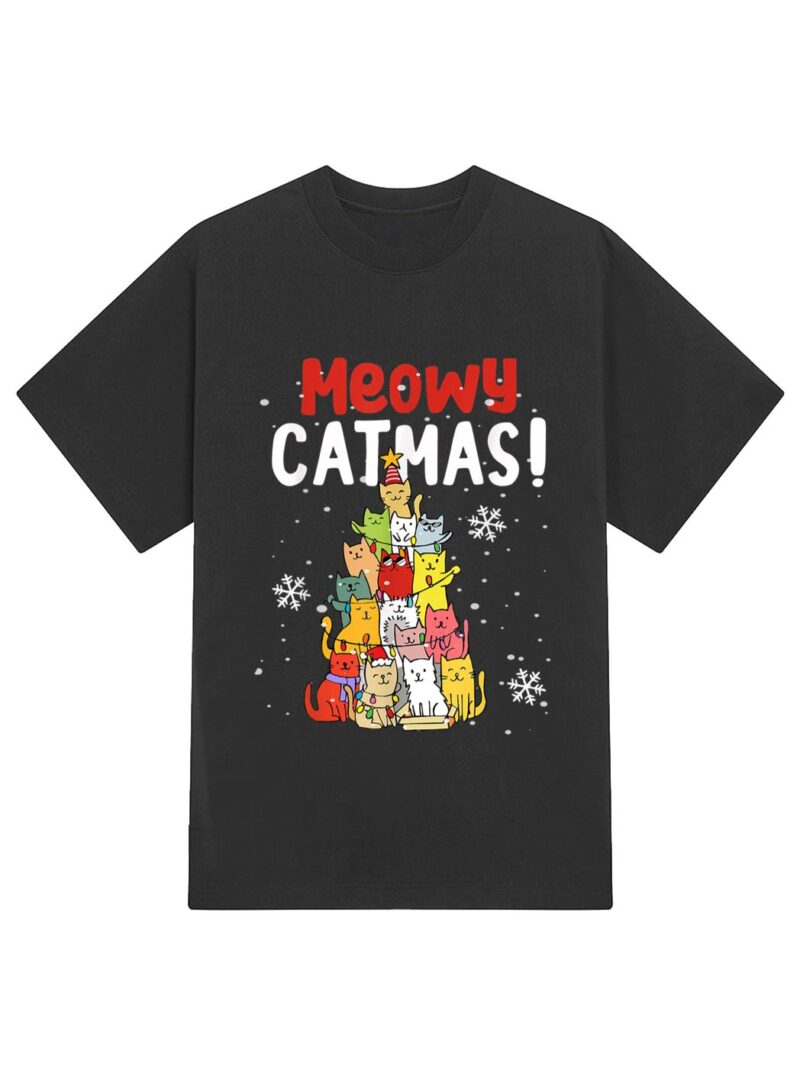 Meowy Catmas Christmas Cat T-Shirt - Image 2