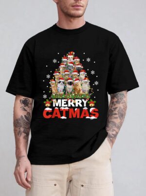 Merry Catmas Cat Christmas Pajamas X-mas T-Shirt