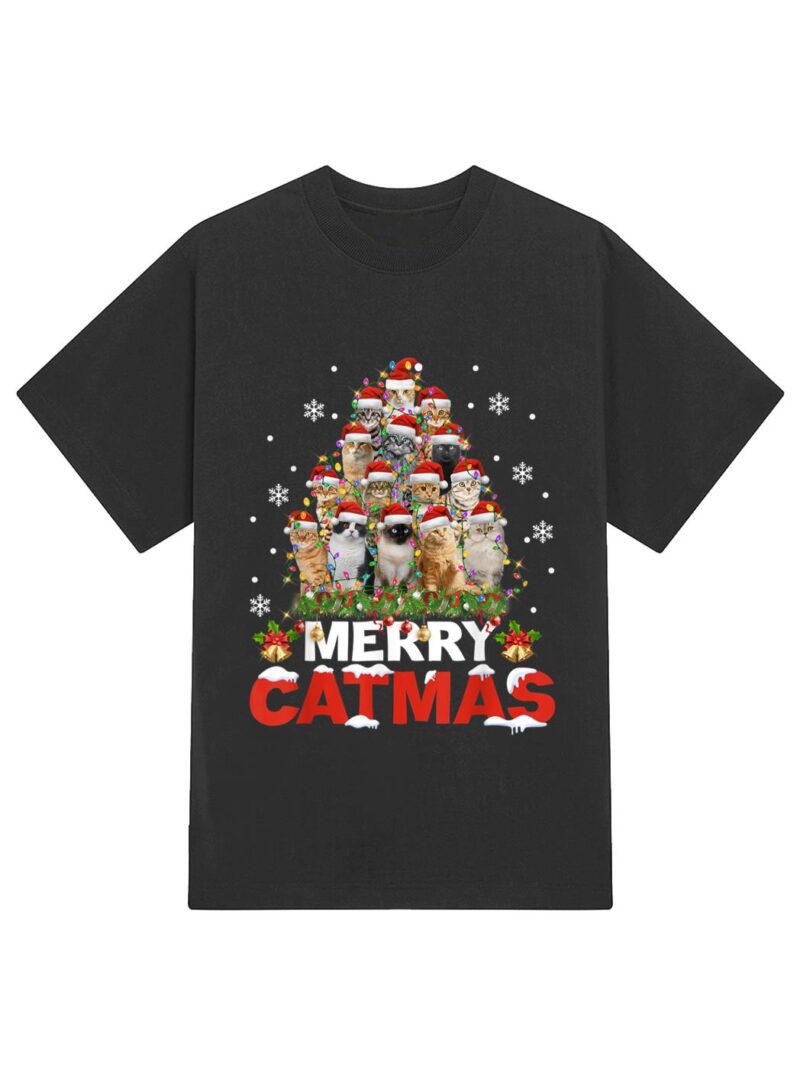 Merry Catmas Cat Christmas Pajamas X-mas T-Shirt - Image 2