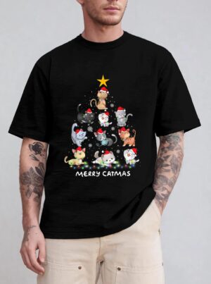 Merry Catmas Cat Christmas Tree Meowy Catmas T-Shirt