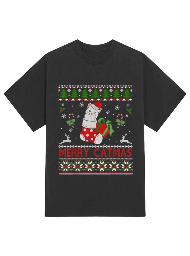 Merry Catmas Christmas Cats In Socks Kitty Cat Lover Gift T-Shirt - Image 2