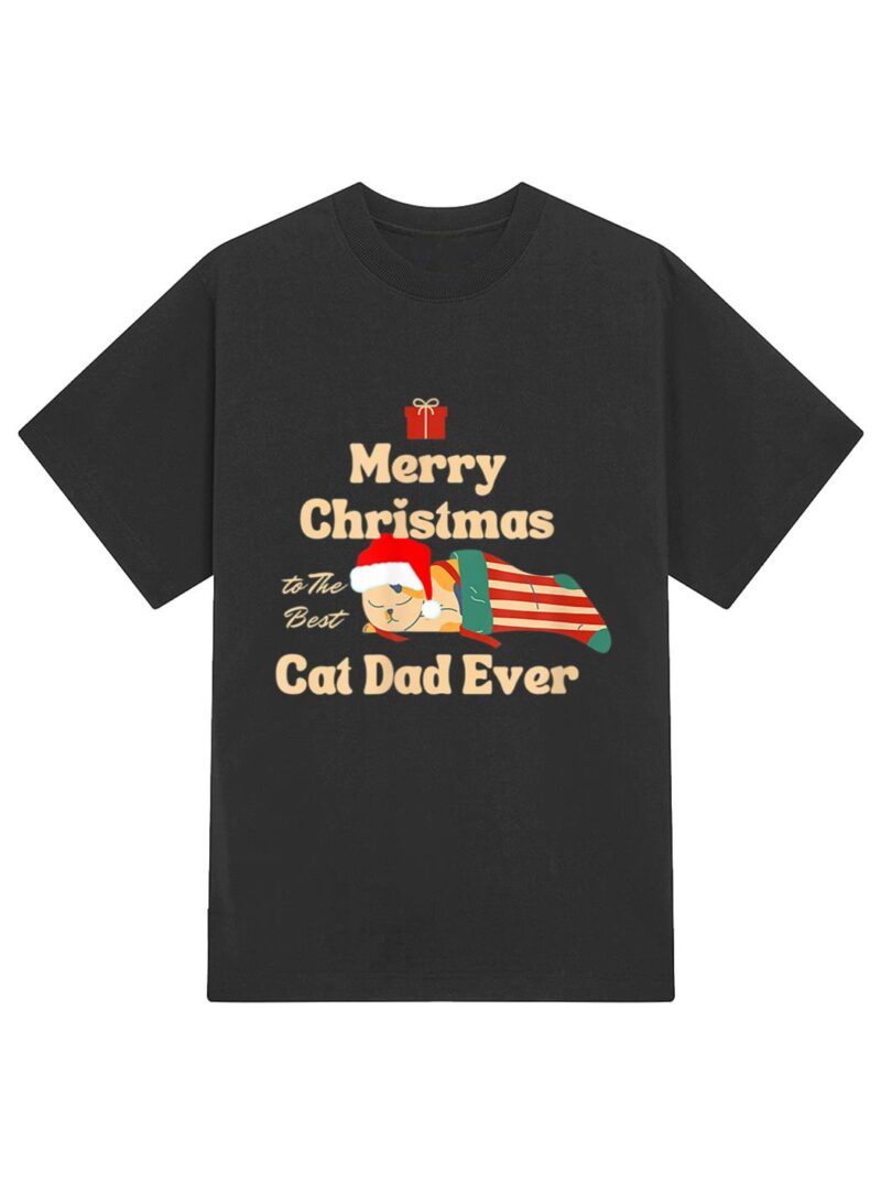 Merry Christmas Cat Friends T-Shirt - Image 2