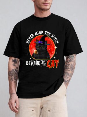Never Mind The Witch Beware Of The Cat Halloween T-Shirt