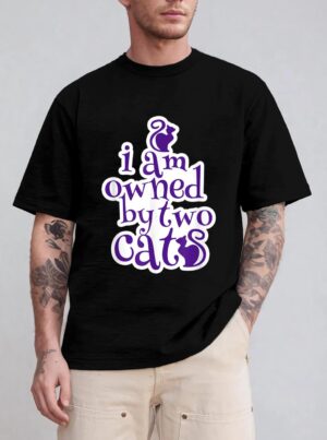 Owned By Two Cats Cat Lady Love Pets  Gift T-Shirt