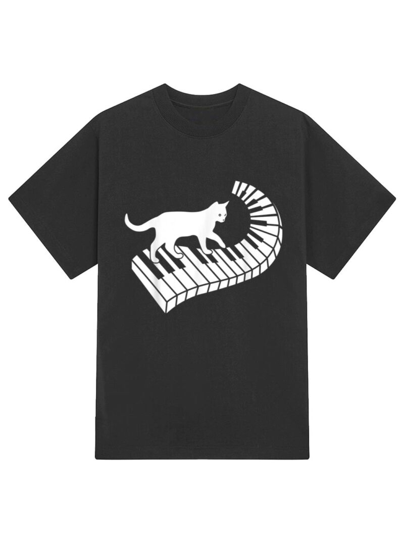 Piano Cat Funny Piano Player Musician Keyboard Pianist Cat T-Shirt - Image 2