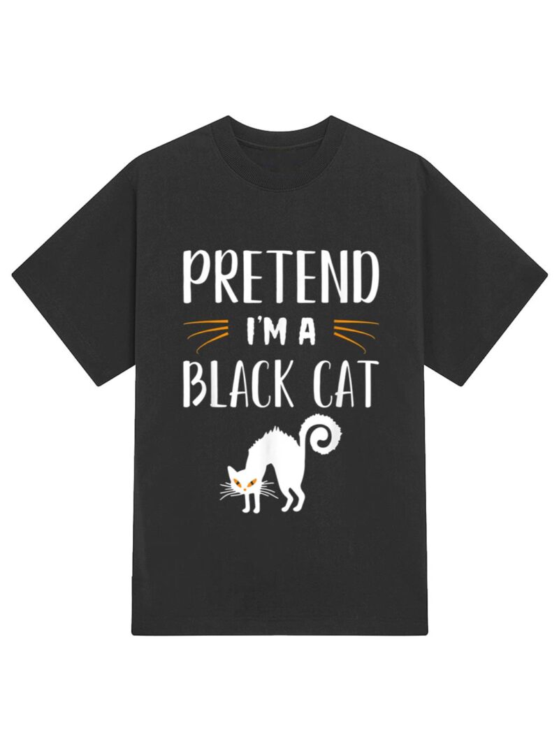 Pretend I'm A Black Cat Funny Cartoon Halloween Costume T-Shirt - Image 2