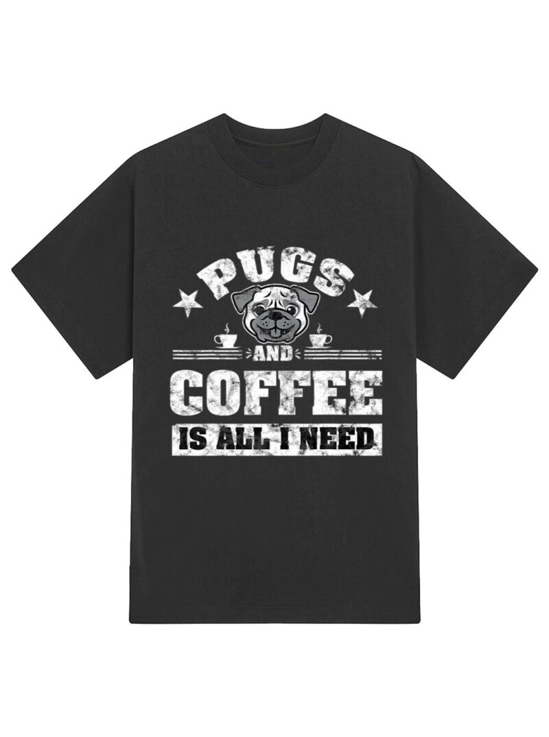 Pugs and Coffee is all i need Funny Pug Coffee Premium T-Shirt - Image 2