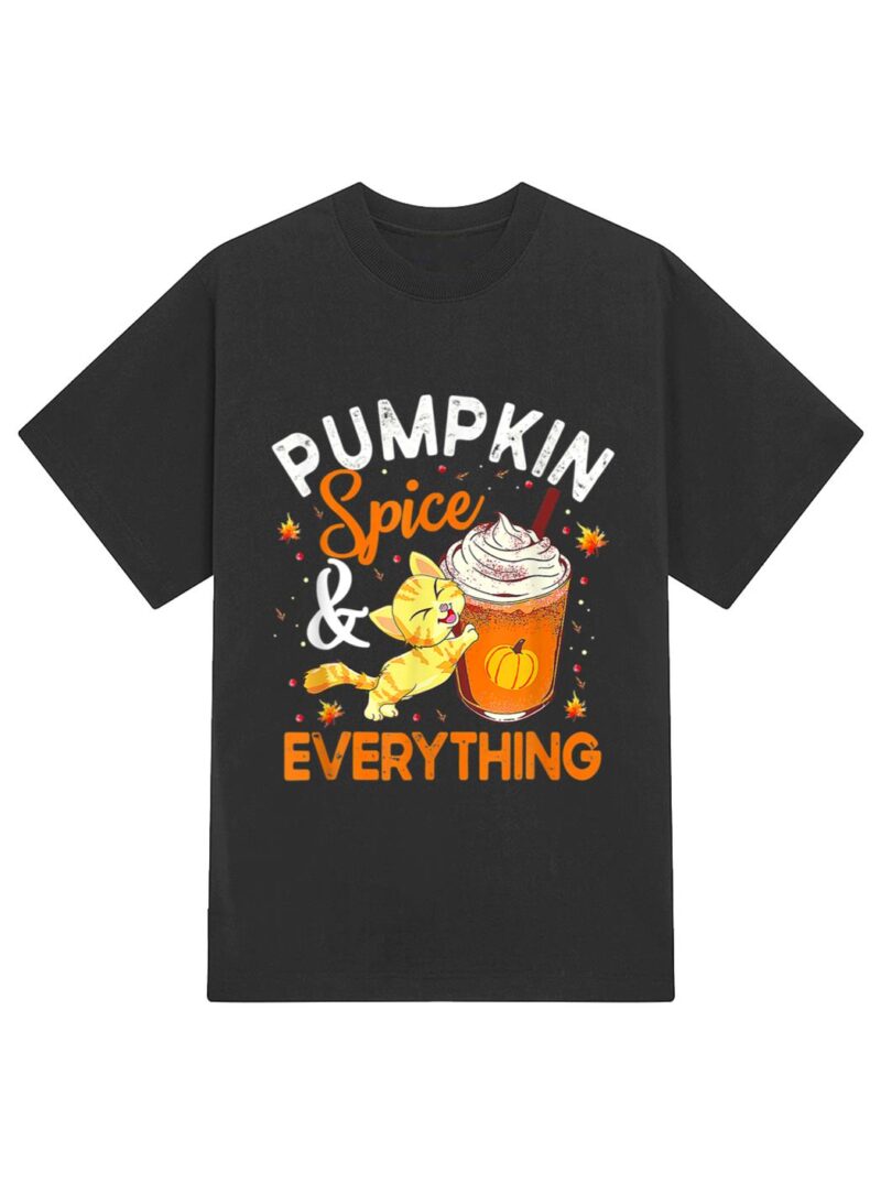 Pumpkin Spice Everything Cat Lover Cute Autumn Fall T-Shirt - Image 2