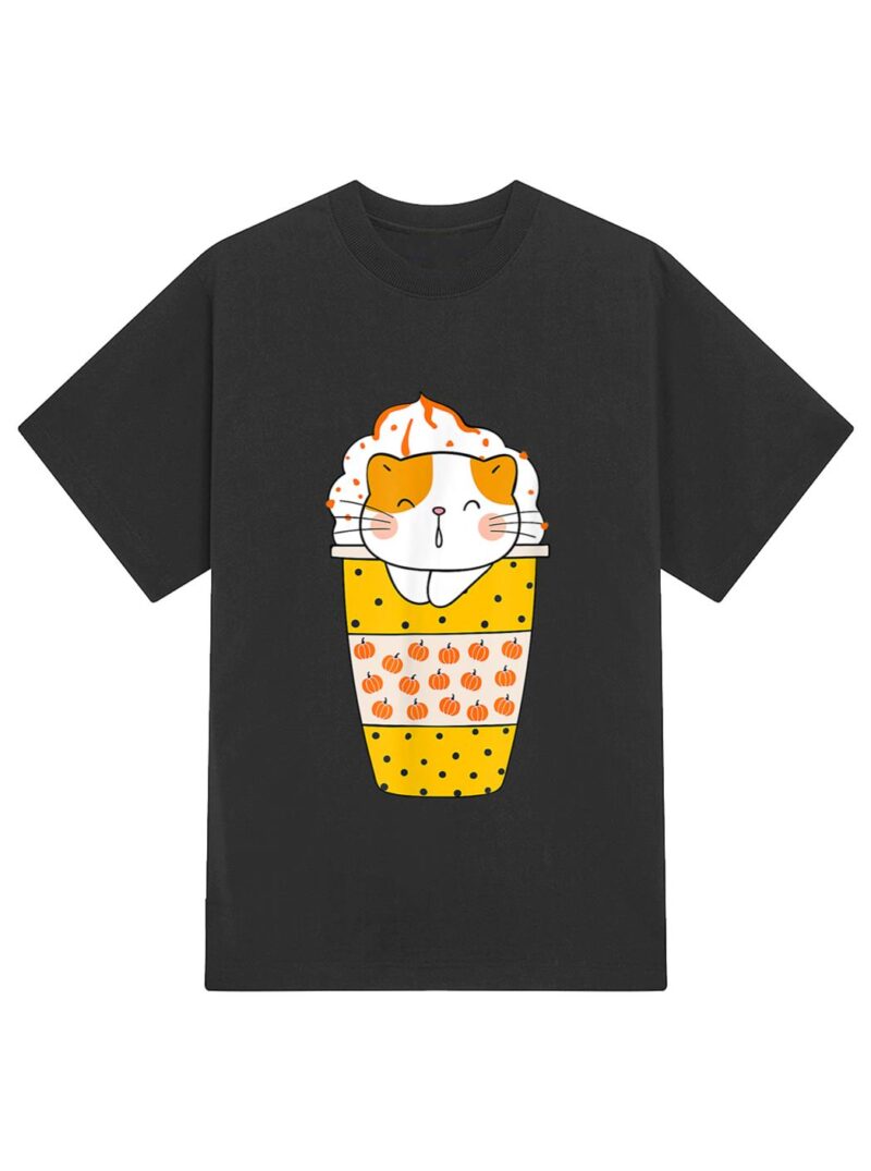 Pumpkin Spice Latte Fall Coffee Pumpkin Spice PSL Cat T-Shirt - Image 2