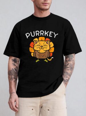 Purrkey Turkey Cat Kitten Funny Thanksgiving Cat Owner Lover T-Shirt