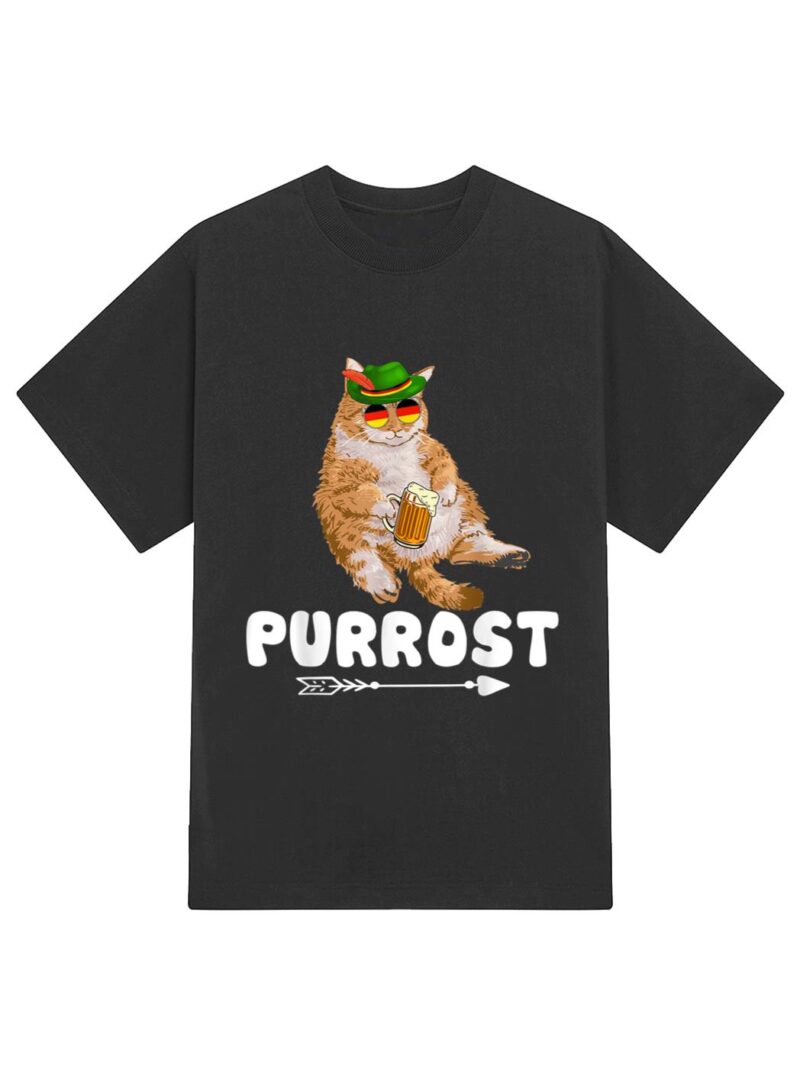 Purrost Lederhosen Cat Drinkers Germany Munich Oktoberfest T-Shirt - Image 2