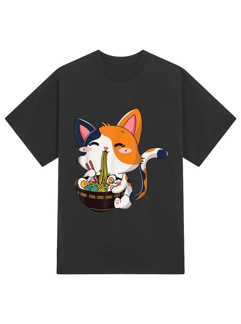 Ramen Cat  Neko Anime Kawaii Cat Lover T-Shirt - Image 2
