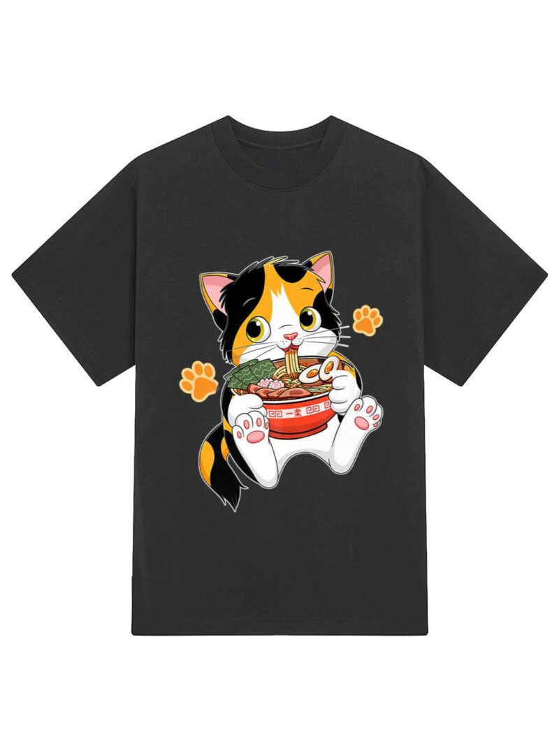 Ramen Cat Anime Kawaii Japanese Merch Gifts T-Shirt - Image 2