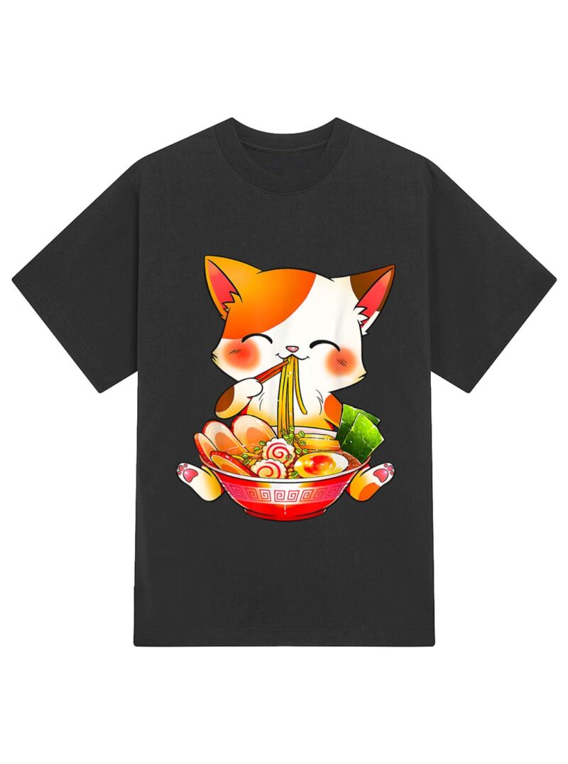 Ramen Cat Neko Anime Kawaii Japanese Merch Gifts T-Shirt - Image 2