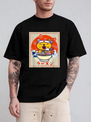 Ramen Cute Cat Kawaii Anime Japanese Food Neko Teens Girls T-Shirt
