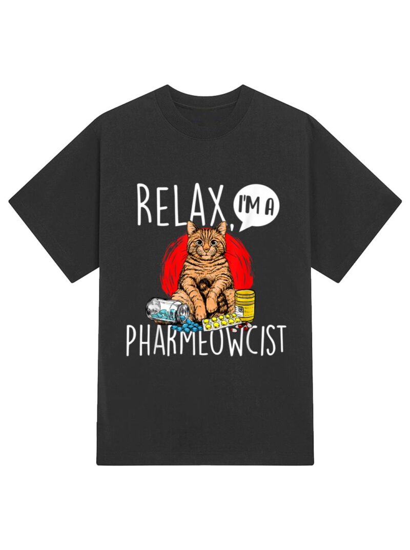 Relax I'm A Pharmeowcist - Pharmacist Cat Lover Pharmacology T-Shirt - Image 2
