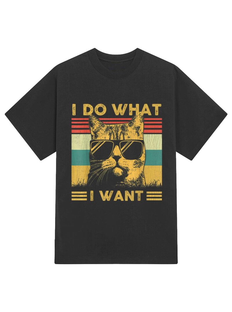 Retro 70s 80s 90s I do what I want cat funny cat lover T-Shirt - Image 2
