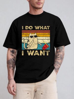 Retro 80s 90s Cat Lovers gifts Funny I Do What I Want Cat T-Shirt