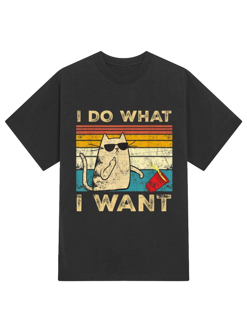 Retro 80s 90s Cat Lovers gifts Funny I Do What I Want Cat T-Shirt - Image 2